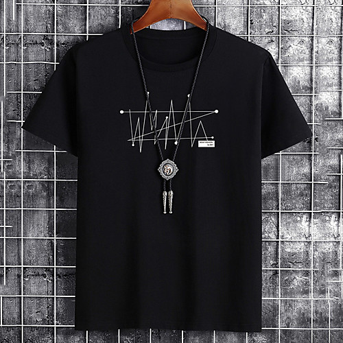 

Men's Unisex Tee T shirt Shirt Hot Stamping Graphic Prints Geometry Plus Size Print Short Sleeve Casual Tops Cotton Basic Fashion Designer Big and Tall Round Neck White Yellow Black / Summer