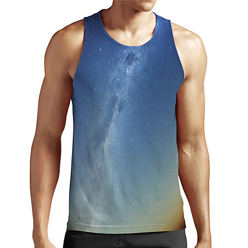 

Men's Unisex Tank Top Undershirt Shirt 3D Print Galaxy Graphic Prints Plus Size Print Sleeveless Casual Tops Basic Designer Big and Tall Round Neck Blue / Summer