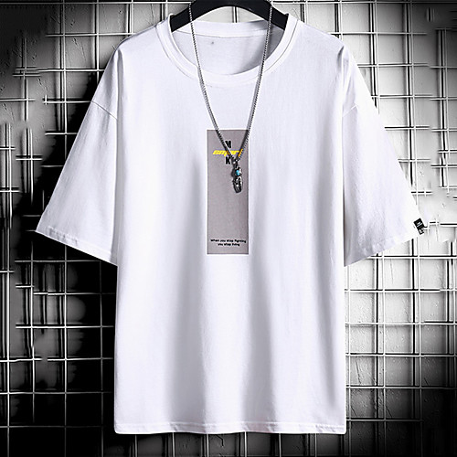 

Men's Unisex Tee T shirt Hot Stamping Graphic Prints Letter Plus Size Print Short Sleeve Casual Tops Cotton Basic Fashion Designer Big and Tall White Black