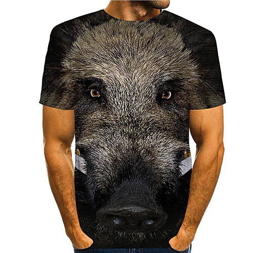 

Men's Tee T shirt 3D Print Graphic Prints Animal Print Short Sleeve Daily Tops Casual Designer Big and Tall Brown
