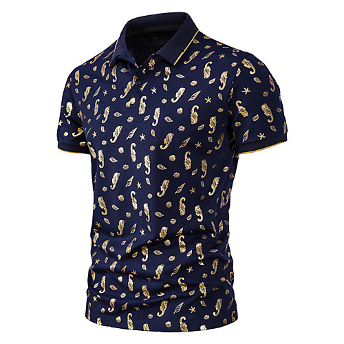 

Men's Golf Shirt Other Prints Graphic Conch Print Short Sleeve Casual Tops Simple Lightweight Comfortable White Wine Black / Work