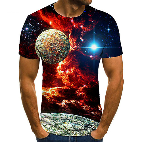 

Men's Unisex Tee T shirt 3D Print Graphic Prints Interstellar Plus Size Print Short Sleeve Casual Tops Basic Fashion Designer Big and Tall Red