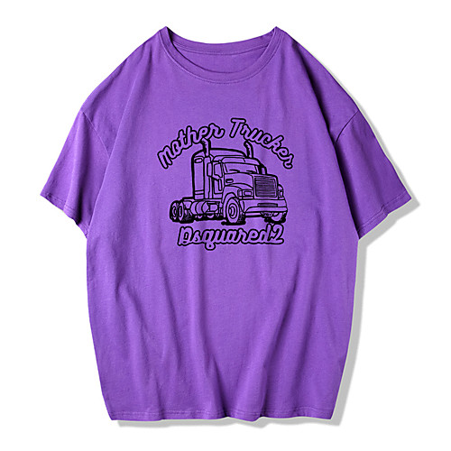 

Men's Unisex Tee T shirt Hot Stamping Graphic Prints Car Plus Size Print Short Sleeve Street Tops Cotton Basic Designer Big and Tall Round Neck White Blue Purple / Summer