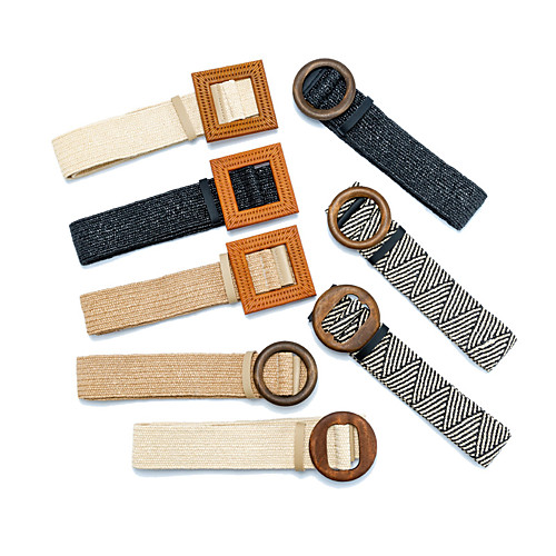 

beach style wooden buckle grass woven wide waist elastic elastic ladies belt decoration with sweater shirt wide belt women