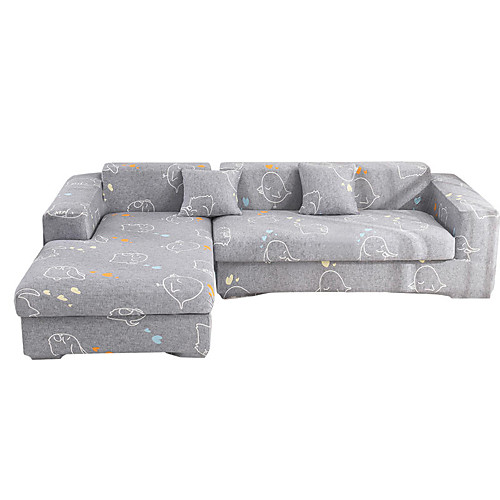 

Print Dustproof Stretch Slipcovers Stretch Sofa Cover Super Soft Fabric Couch Cover Fit For 1 to 4 Cushion Couch And L Shape Sofa (You will Get 1 Throw Pillow Case as free Gift)
