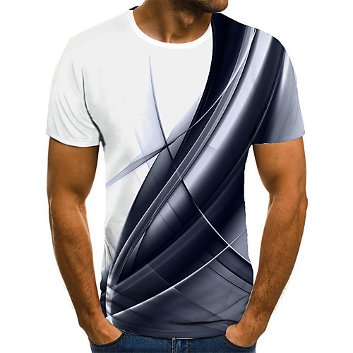 

Men's Unisex Tee T shirt 3D Print Color Block Graphic Prints Plus Size Print Short Sleeve Casual Tops Basic Fashion Designer Big and Tall Gray