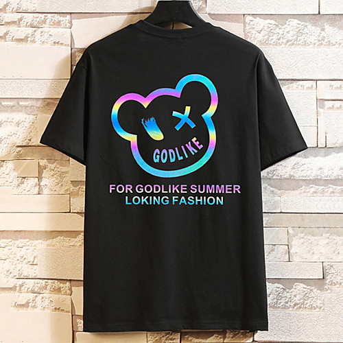 

Men's Unisex Tee T shirt Hot Stamping Graphic Prints Bear Plus Size Print Short Sleeve Casual Tops Cotton Basic Fashion Designer Big and Tall White Black