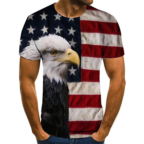 

Men's Unisex Tee T shirt Shirt 3D Print Graphic Prints Eagle Plus Size Print Short Sleeve Casual Tops Basic Fashion Designer Big and Tall Round Neck Red