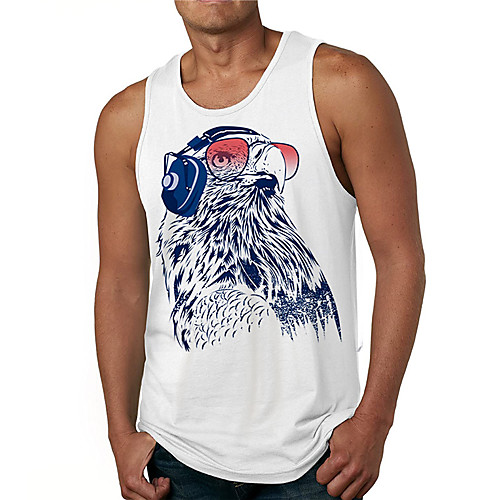 

Men's Tank Top Undershirt 3D Print Graphic Prints Eagle Print Sleeveless Daily Tops Casual Designer Big and Tall White