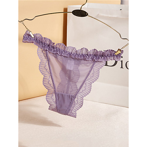 

Women's Lace G-strings & Thongs Panties Micro-elastic Low Waist 1 PC Purple One-Size