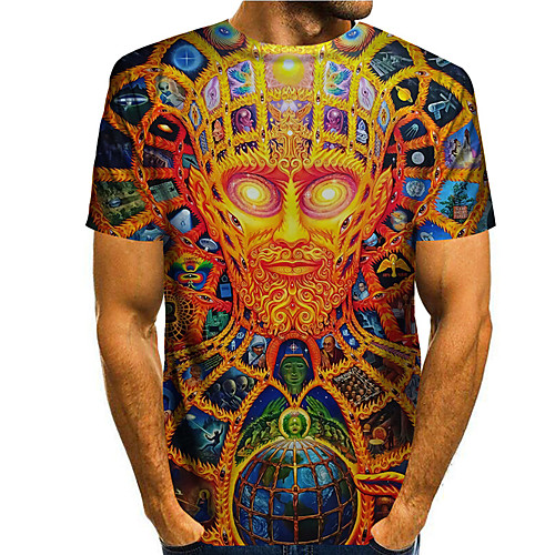 

Men's Tee T shirt 3D Print Graphic Prints Buddha Print Short Sleeve Daily Tops Casual Designer Big and Tall Yellow