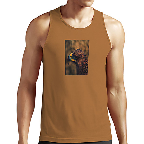 

Men's Unisex Tank Top Undershirt 3D Print Graphic Prints Eagle Animal Plus Size Print Sleeveless Casual Tops Basic Designer Big and Tall Khaki