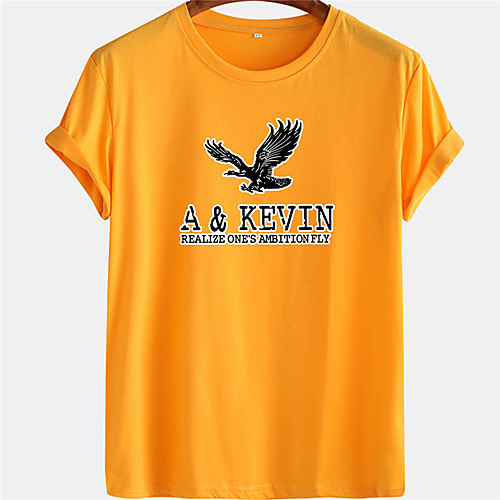 

Men's Unisex Tee T shirt Hot Stamping Graphic Prints Eagle Letter Plus Size Short Sleeve Casual Tops 100% Cotton Basic Designer Big and Tall White Black Blue