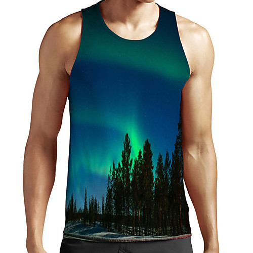 

Men's Unisex Tank Top Undershirt 3D Print Scenery Graphic Prints Plus Size Print Sleeveless Casual Tops Basic Fashion Designer Breathable Blue