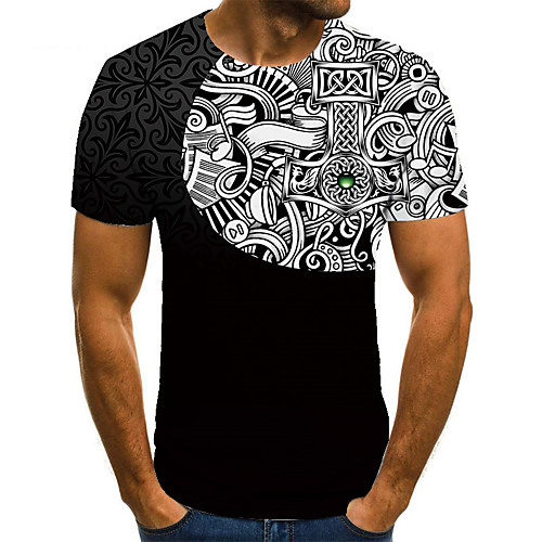 

Men's Unisex Tee T shirt 3D Print Abstract Graphic Prints Plus Size Print Short Sleeve Casual Tops Basic Fashion Designer Big and Tall Black
