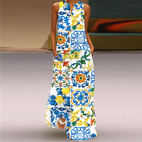 

Women's A Line Dress Maxi long Dress Element 7 Element 5 Element 6 Element 3 Element 4 Element 2 Element 1 Sleeveless Print Spring Summer Casual / Daily 2021 S M L XL XXL 3XL 4XL 5XL