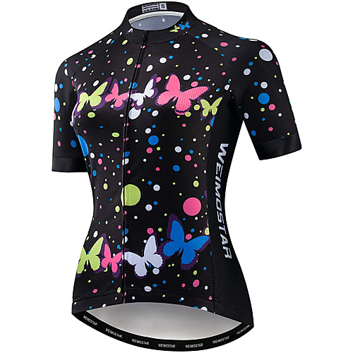 

21Grams Women's Short Sleeve Cycling Jersey Summer Spandex Polyester Black Butterfly Dot Bike Jersey Top Mountain Bike MTB Road Bike Cycling Quick Dry Moisture Wicking Breathable Sports Clothing