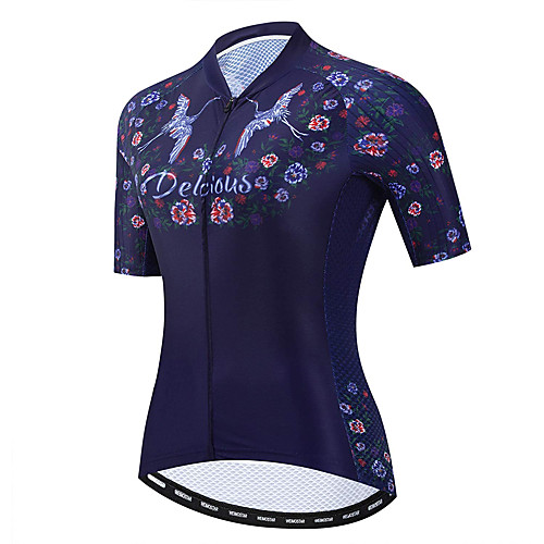 

21Grams Women's Short Sleeve Cycling Jersey Summer Spandex Polyester Purple Floral Botanical Animal Bike Jersey Top Mountain Bike MTB Road Bike Cycling Quick Dry Moisture Wicking Breathable Sports