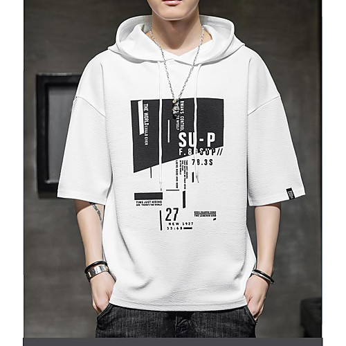 

Men's Pullover Hoodie Sweatshirt Letter Hooded Casual Hoodies Sweatshirts Yellow White Black