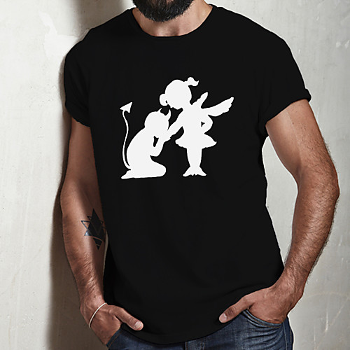 

Men's Unisex Tee T shirt Hot Stamping Graphic Prints Shadow Plus Size Print Short Sleeve Casual Tops Cotton Basic Fashion Designer Big and Tall Black