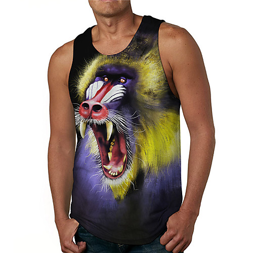 

Men's Tank Top Undershirt Shirt 3D Print Graphic Prints Monster Print Sleeveless Daily Tops Casual Designer Big and Tall Round Neck Purple / Summer