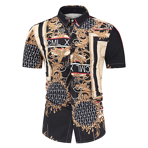 

Men's Shirt Graphic Short Sleeve Casual Tops Simple Black