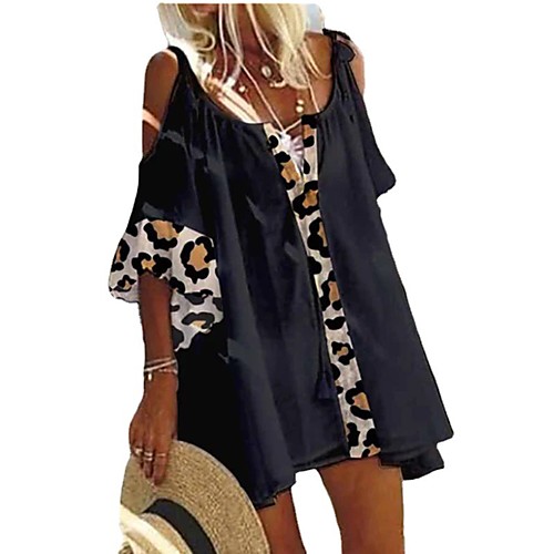 

Women's Loose Short Mini Dress khaki White Black Half Sleeve Solid Color Summer Casual / Daily 2021 S M L XL XXL XXXL