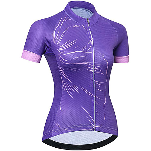 

21Grams Women's Short Sleeve Cycling Jersey Summer Spandex Polyester Violet Bike Jersey Top Mountain Bike MTB Road Bike Cycling Quick Dry Moisture Wicking Breathable Sports Clothing Apparel