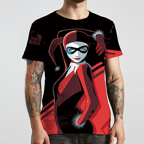 

Men's Unisex Tee T shirt 3D Print Graphic Prints Human Plus Size Print Short Sleeve Casual Tops Basic Designer Big and Tall Black