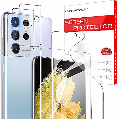 

qitayo for samsung galaxy s21 ultra screen protector and camera tempered glass, (6.8``) bubble free, ultra hd, fingerprint id support soft tpu screen protector for samsung s21 ultra (2 2 pieces)