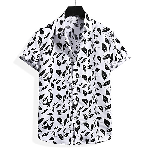 

Men's Shirt Graphic Short Sleeve Casual Tops Simple White Black