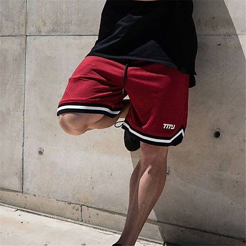 

Men's Casual / Sporty Workout Athletic Breathable Soft Daily Sports Fitness Gym Chinos Shorts Pants Solid Color Letter Short Drawstring Elastic Waist Solid red Solid black Solid gray Solid green