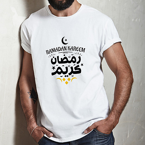 

Men's Unisex Tee T shirt Hot Stamping Graphic Prints Moon Letter Plus Size Print Short Sleeve Casual Tops Cotton Basic Designer Big and Tall White