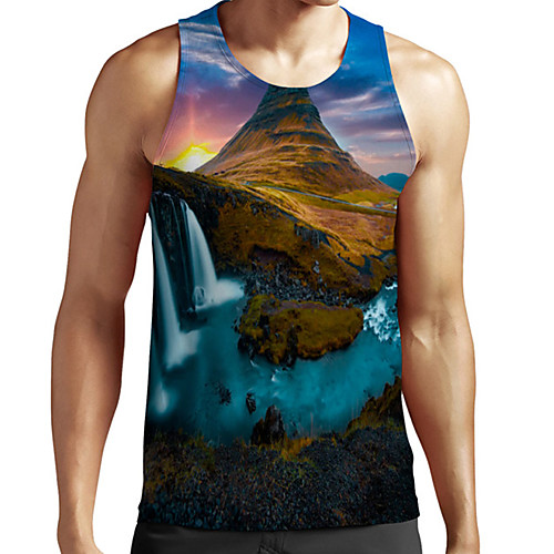 

Men's Unisex Tank Top Undershirt 3D Print Scenery Graphic Prints Plus Size Print Sleeveless Casual Tops Basic Fashion Designer Breathable Blue
