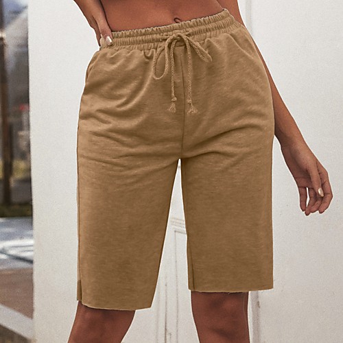 

Women's Simple Casual / Sporty Comfort Holiday Weekend Shorts Pants Plain Short Novelty Drawstring Yellow Khaki Gray