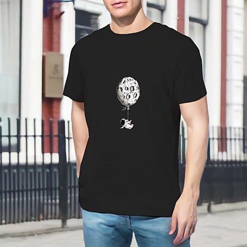 

Men's Unisex T shirt Hot Stamping Moon Plus Size Print Short Sleeve Casual Tops 100% Cotton Casual Fashion Round Neck White Black Gray / Summer