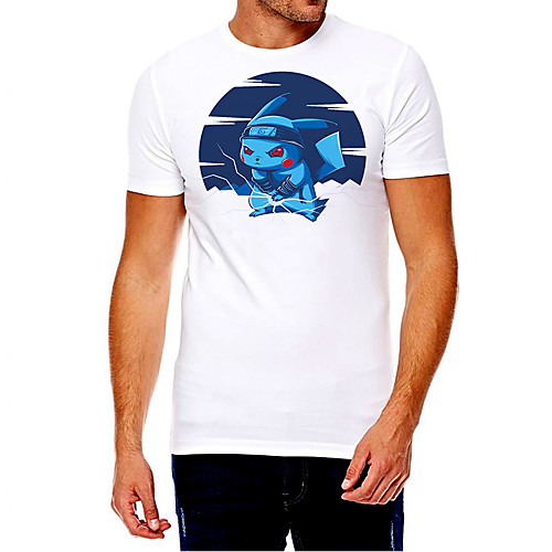 

Men's Unisex Tee T shirt Hot Stamping Cartoon Graphic Prints Plus Size Print Short Sleeve Casual Tops Cotton Basic Fashion Designer Big and Tall White