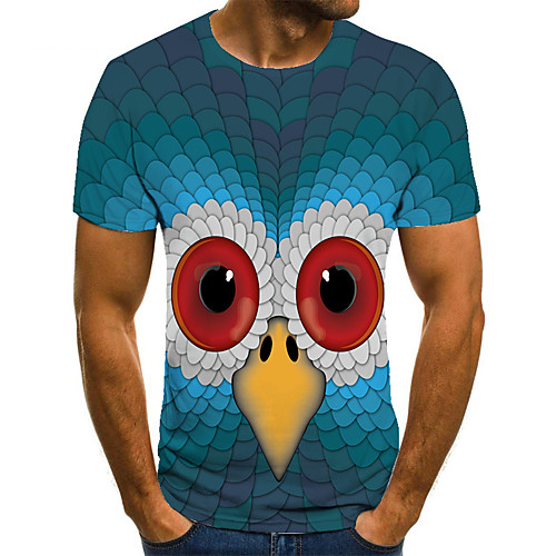 

Men's Unisex Tee T shirt Shirt 3D Print Graphic Prints Animal Plus Size Print Short Sleeve Casual Tops Basic Fashion Designer Big and Tall Round Neck Blue