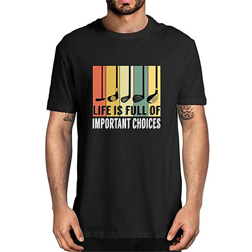 

Men's Unisex Tee T shirt Hot Stamping Graphic Prints Golf Letter Plus Size Print Short Sleeve Casual Tops Cotton Basic Fashion Designer Big and Tall White Black Wine