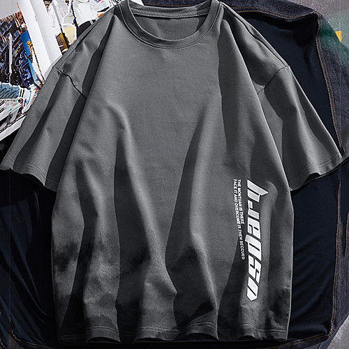 

Men's Unisex Tee T shirt Hot Stamping Graphic Prints Letter Plus Size Print Short Sleeve Casual Tops Cotton Basic Fashion Designer Big and Tall White Dark Gray