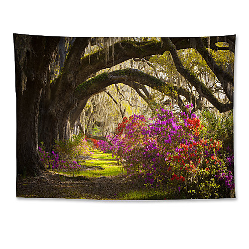 

Garden Wall Tapestry Art Decor Blanket Curtain Hanging Home Bedroom Living Room Decoration Polyester Big Tree Flower Bush