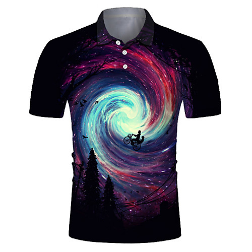 

Men's Golf Shirt Tennis Shirt 3D Print 3D Button-Down Short Sleeve Street Tops Casual Fashion Cool Breathable Rainbow / Sports