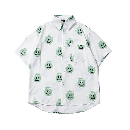 

Men's Shirt Other Prints Graphic Character Button-Down Print Short Sleeve Casual Tops Basic Hawaiian Distressed White / Summer