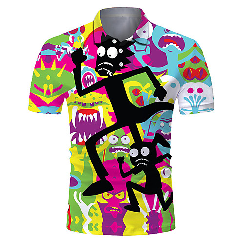 

Men's Golf Shirt 3D Print Cartoon Button-Down Short Sleeve Street Tops Casual Fashion Cool Breathable Green / Sports