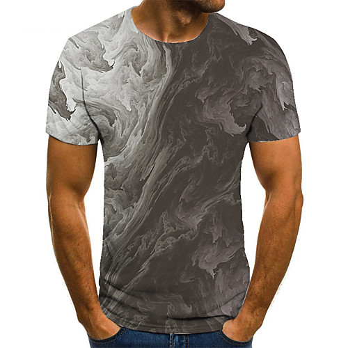 

Men's Unisex Tee T shirt Shirt 3D Print Abstract Graphic Prints Plus Size Print Short Sleeve Casual Tops Basic Fashion Designer Big and Tall Round Neck Gray