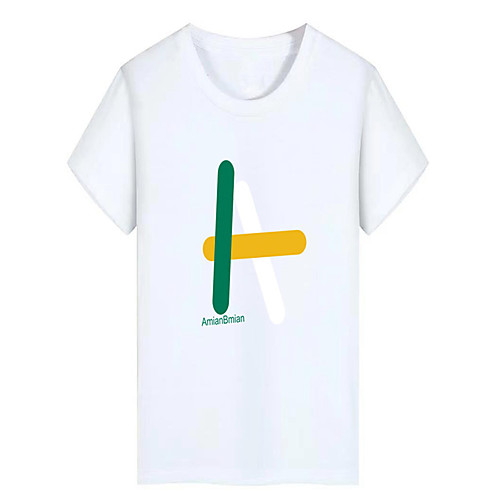 

Men's Unisex Tee T shirt Hot Stamping Graphic Prints Letter Plus Size Print Short Sleeve Casual Tops Cotton Basic Fashion Designer Big and Tall White