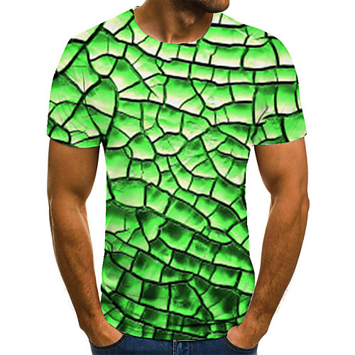 

Men's Unisex Tee T shirt 3D Print Graphic Prints Crack Plus Size Print Short Sleeve Casual Tops Basic Fashion Designer Big and Tall Green