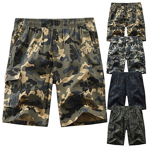 

Men's Sporty Casual / Sporty Streetwear Quick Dry Breathable Soft Daily Sports Shorts Tactical Cargo Pants Camouflage Short Drawstring Elastic Waist ArmyGreen Black Yellow Khaki