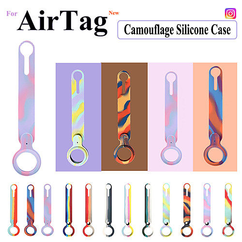 

Gradient Multicolor Silicone Protective Case For Airtags Key Finder Cover Hangable Keychain Anti-Lost Locator Tracker Cover For Apple Airtags