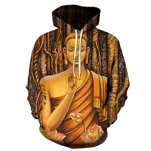 

Men's Unisex Plus Size Pullover Hoodie Sweatshirt Graphic Prints Buddha Print Hooded Casual Daily Holiday 3D Print Basic Designer Hoodies Sweatshirts Long Sleeve Blue Yellow Green